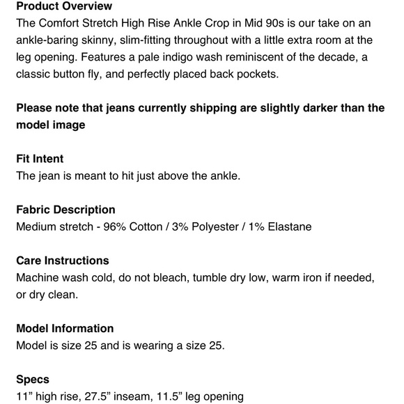 NWOT Re/Done 90s high rise ankle crop (size: 26) - Picture 6 of 8